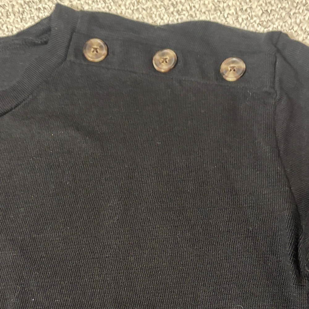 LOFT Black Sweater with Shoulder Buttons - Picture 3 of 9